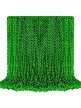 100PCS Orange Mardi Gras Bead Necklaces 33" Halloween Party Favor Beads-Green